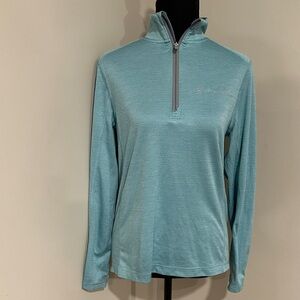 *VINEYARD VINES* Aqua x Gray Quarter-Zip Long Sleeve Performance Pullover Sz XS